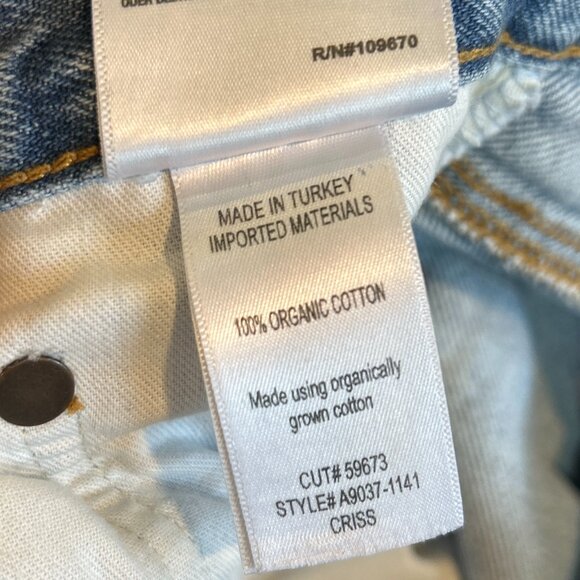 Agolde Criss Cross Straight Women Jeans with Raw Hem in Size 25 Light Wash - Picture 10 of 10